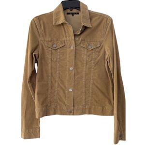 Theory Women's Corduroy Short Fitted Jacket Tan Stretchy Cotton/Spandex Medium